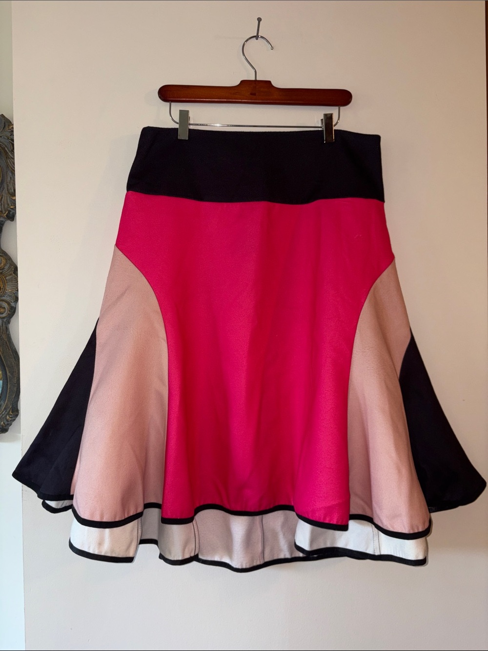 STYLEWE Hot Pink, Black & Blush Colorblock Skater Skirt Size XL